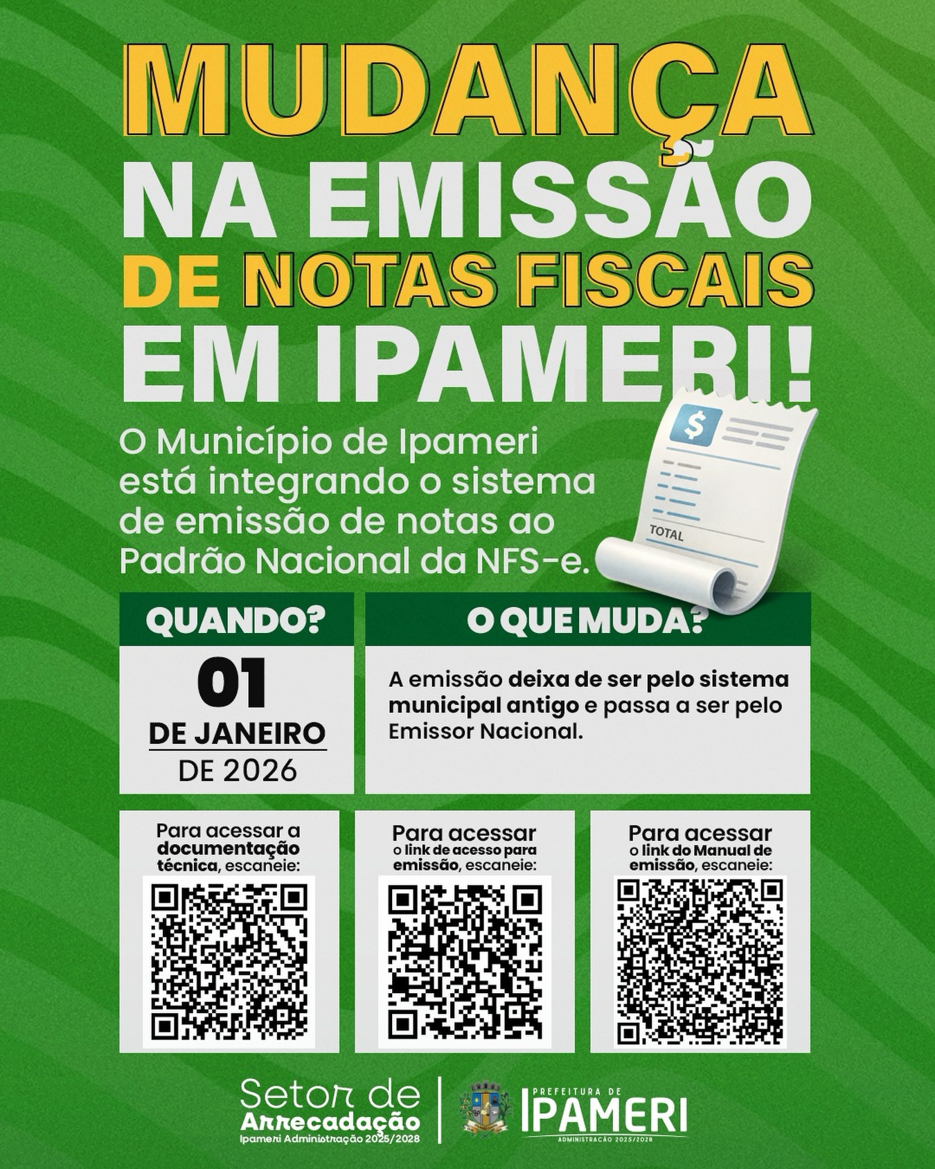 Mudança na Emissão de Notas Fiscais em Ipameri 