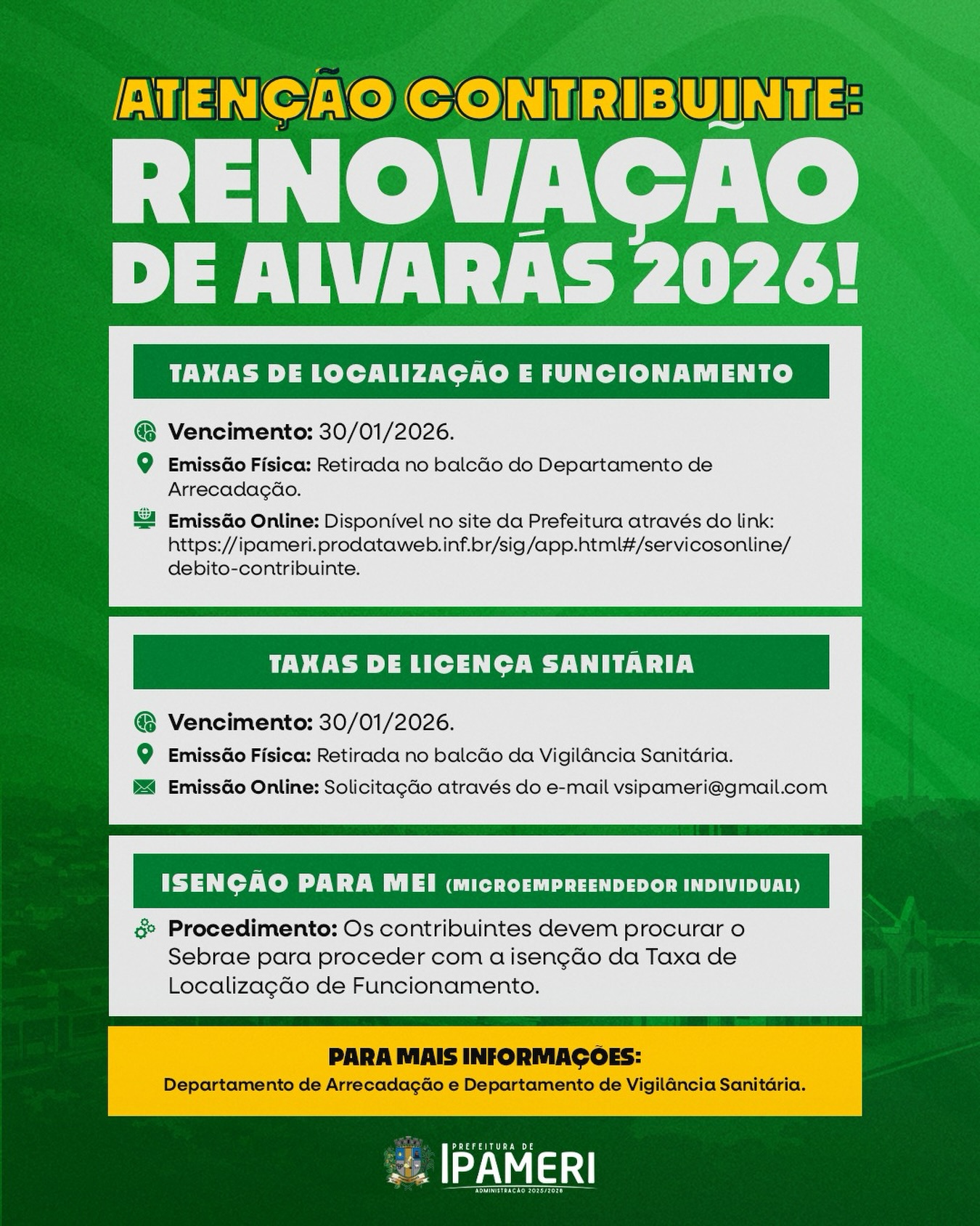 Renovação dos Alvarás e Licenças Municipais 2026